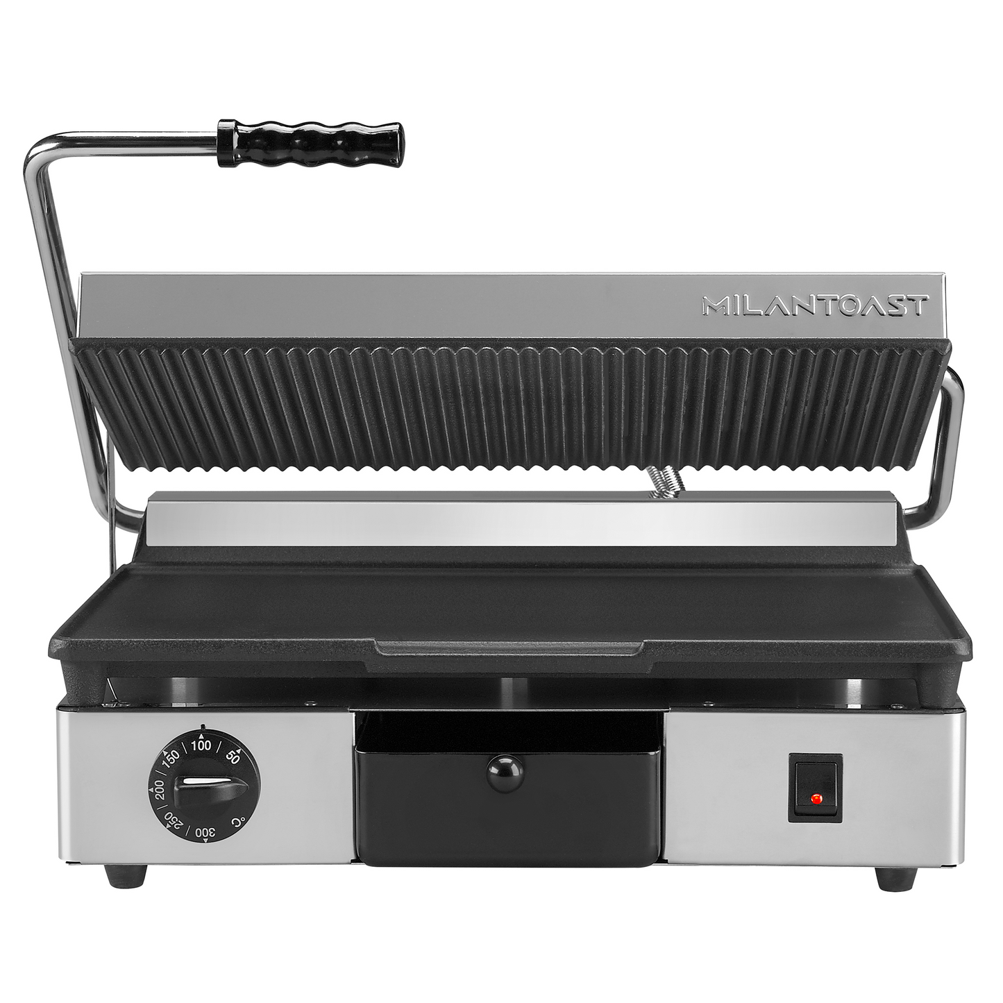 Pro 8 Slice Wide Cast Iron Grill - Ribbed (Upper)/Smooth